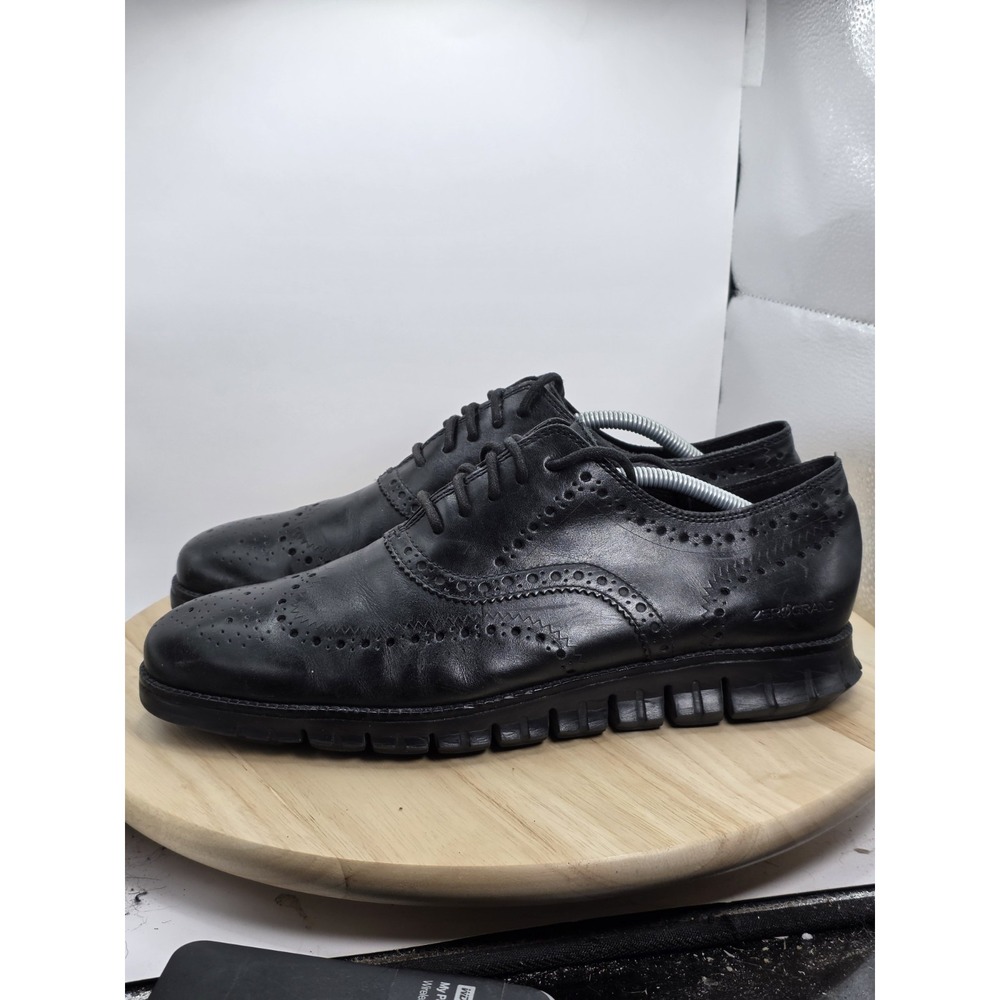 Mens Sz 11 - Cole Haan ZeroGrand Wingtip Oxford Black Closed Holes, C20719
